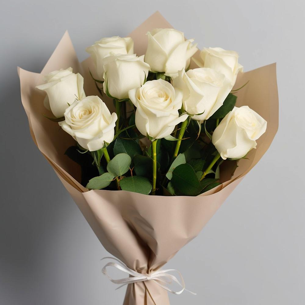 Букет 9 Белых роз Эдлесс Лав в Шкуринской