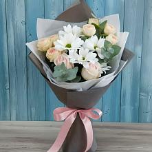 Букет цветов из:  Хризантемы и Розы #REPLACE_PRED# Шкуринской