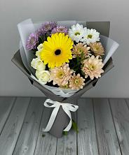 Букет цветов из:  Розы, Герберы и Хризантемы в Шкуринской