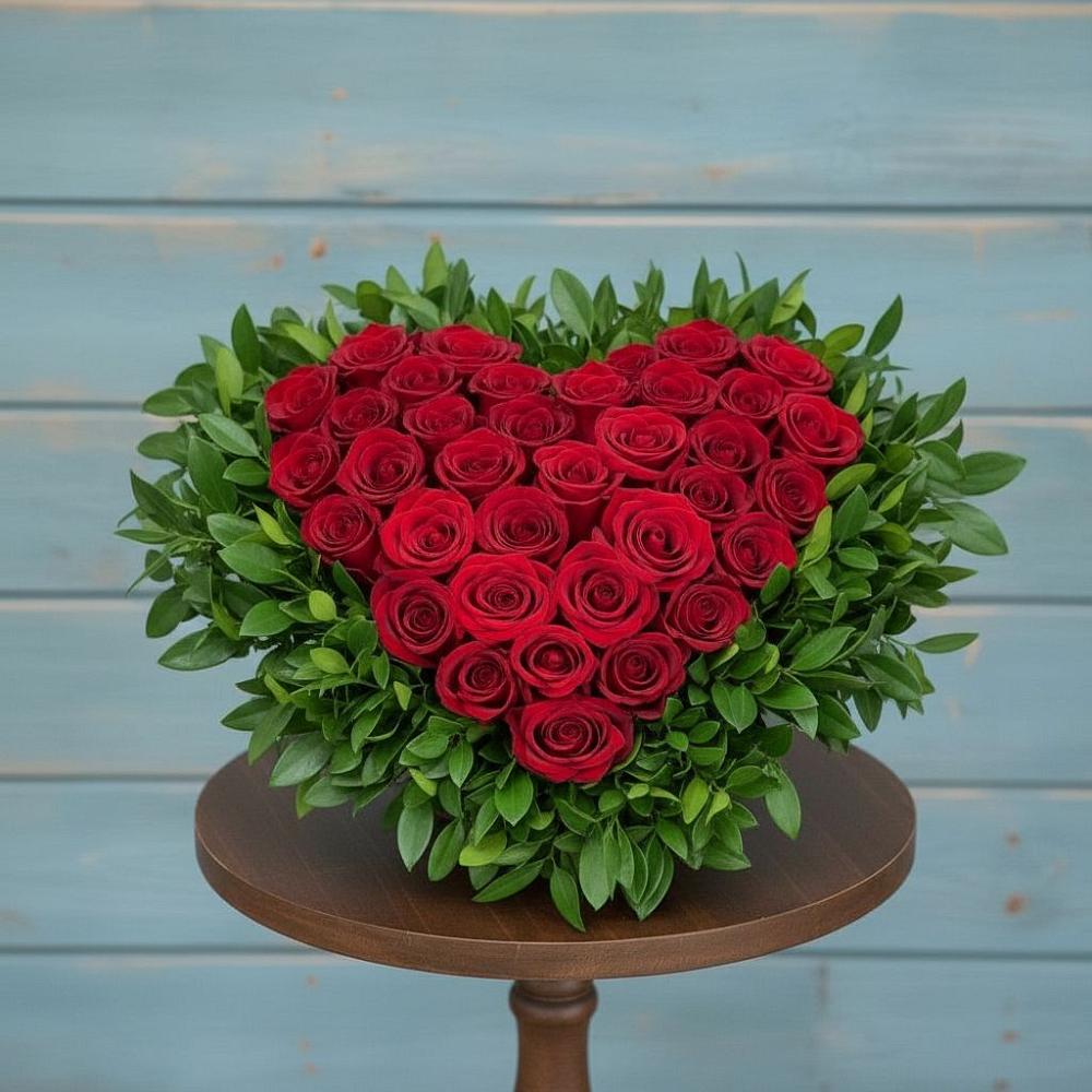 Цветочная композиция из Розы в виде сердца в Шкуринской