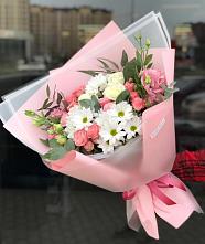Букет цветов из:  Розы, Лизиантусы и Хризантемы в Шкуринской