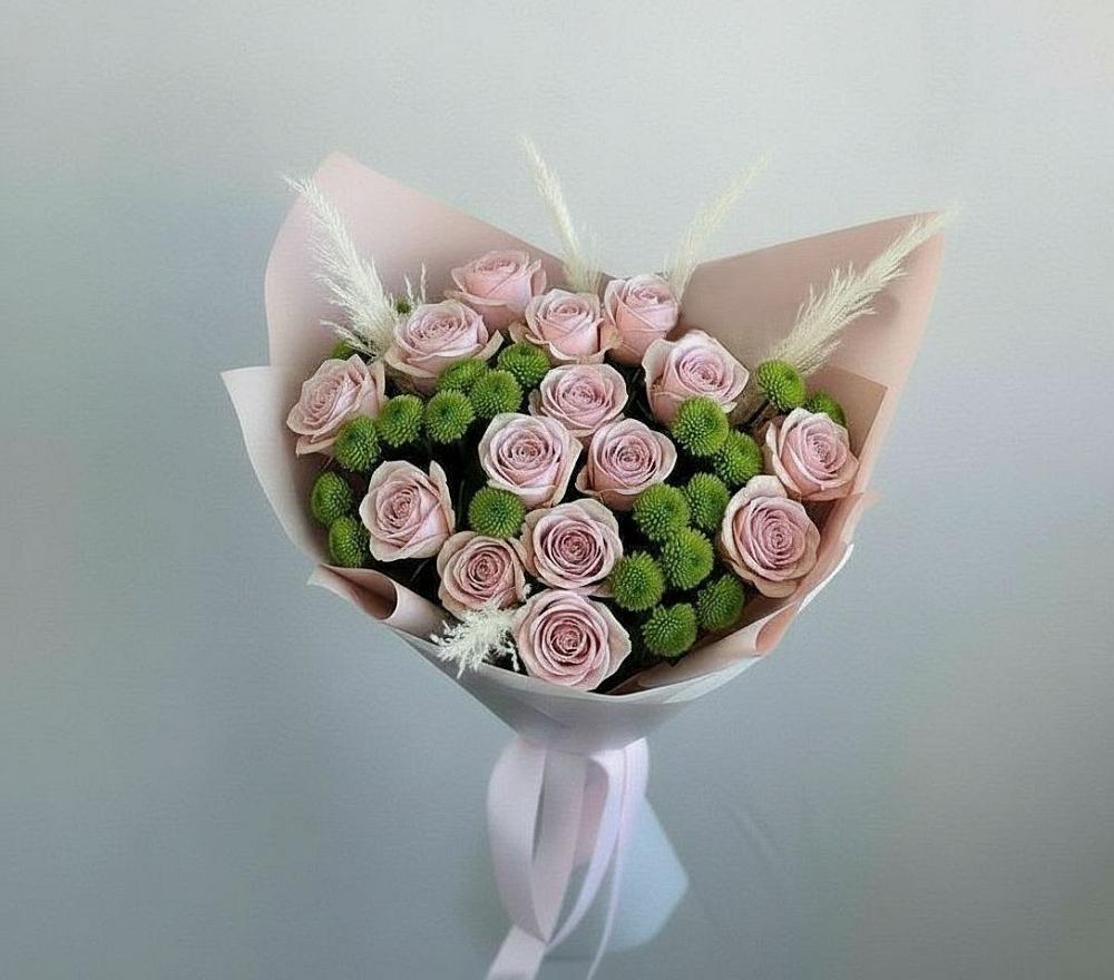 Букет цветов из: Розы и Хризантемы в Шкуринской