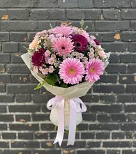Букет цветов из:  Герберы и Хризантемы в Шкуринской