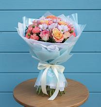 Букет цветов из:  Хризантемы и Розы в Шкуринской