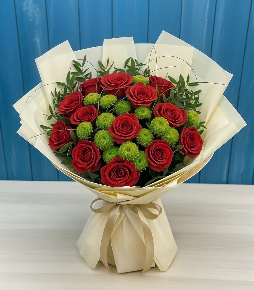 Букет цветов из: Розы и Хризантемы в Шкуринской