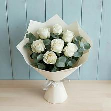 Букет Белые розы в Эвкалипте #REPLACE_PRED# Шкуринской